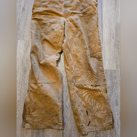Carhartt Bibs khacki overalls brown work wear insulated - Picture 3 of 16